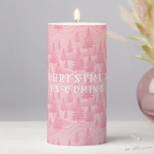 Pink Forest Christmas Pillar Candle