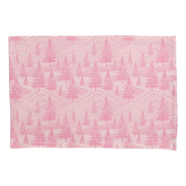 Pink Forest Christmas Pillow Case (Front-Left)