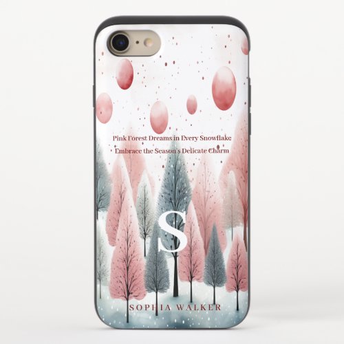 Pink Forest Dreams in Every Snowflake Monogram  iPhone 87 Slider Case