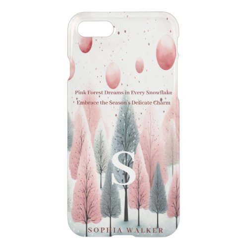 Pink Forest Dreams in Every Snowflake Monogram  iPhone SE87 Case