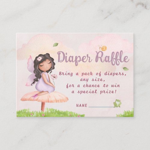 Pink forest fairies Baby Shower Diaper Raffle Enclosure Card