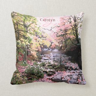 Pink forest glade, pretty stream, personalized