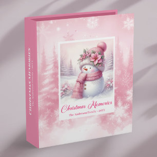 Pink Forest Kids Christmas Album Snowman Gift Pick 3 Ring Binder