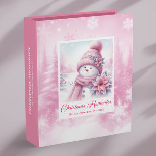 Pink Forest Kids Christmas Album Snowman Gift Pick 3 Ring Binder