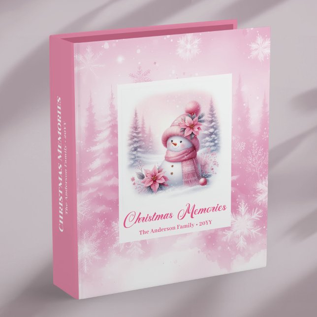 Pink Forest Snowman Kids Holiday Album Gift Keepsa 3 Ring Binder (Pink Forest Snowman Kids Holiday Album Gift Keepsake)