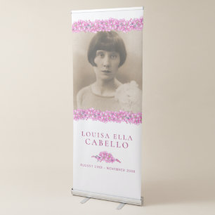 Pink forget-me-not flowers photo template retractable banner