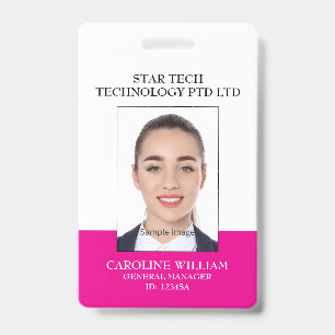 Pink Formal Professional Business School Employee Badge