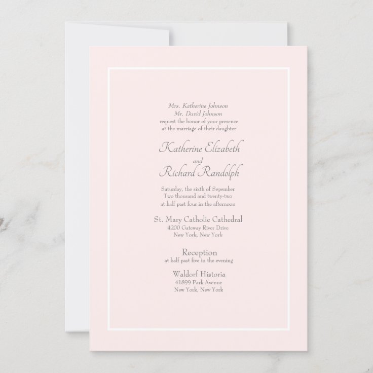 Pink Formal Wedding Invitation Divorced Parents Zazzle