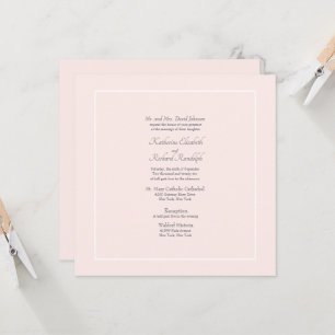Pink Formal Wedding Parents Square  Invitation