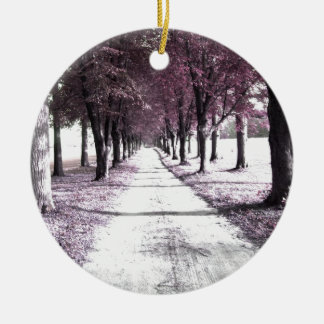 pink forrest gump road ceramic ornament