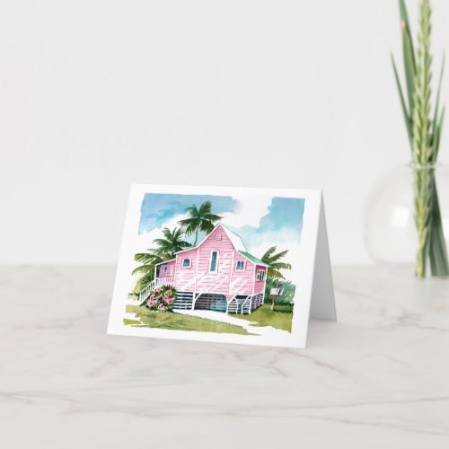 Pink Fort Myers Beach Cottage  Thank You Card