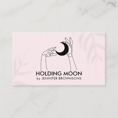 Pink Fortune Teller Touch Moon Crescent with Hands Business Card