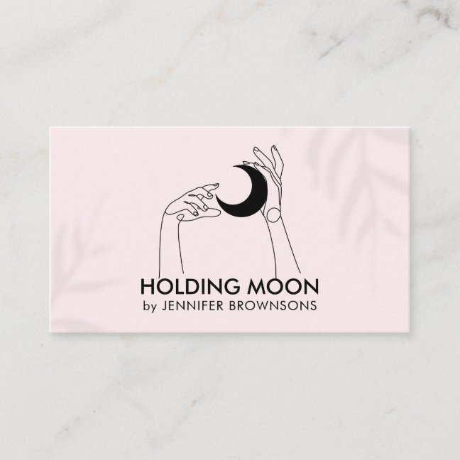 Pink Fortune Teller Touch Moon Crescent with Hands Business Card