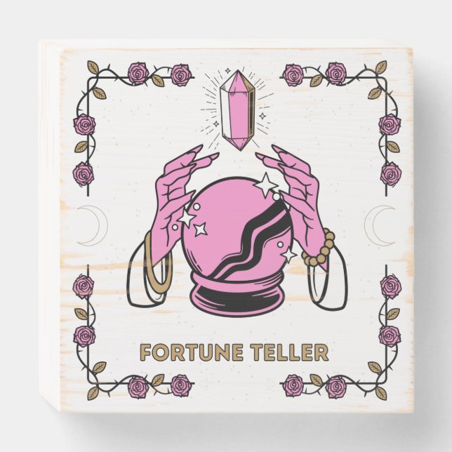 Pink Fortune Teller  Wooden Box Sign (Front Horizontal)
