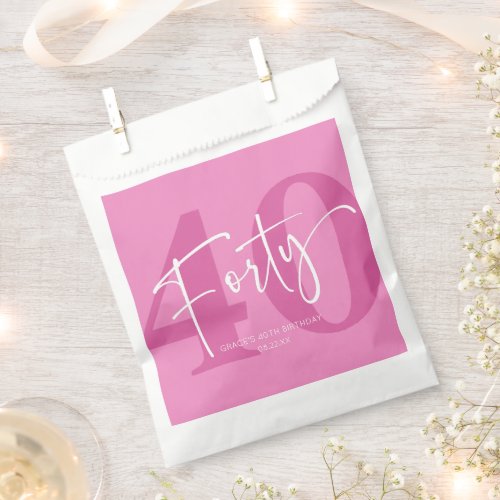 Pink Forty 40th Fortieth Birthday Party Favor Bag
