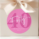 Pink Forty 40th Fortieth Birthday Party Favor Classic Round Sticker<br><div class="desc">This is a Pink Forty 40th Fortieth Birthday Party Favor Stickers!</div>