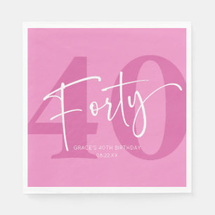 Pink Forty 40th Fortieth Birthday Party Napkins