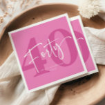Pink Forty 40th Fortieth Birthday Party Napkins<br><div class="desc">This is a Pink Forty 40th Fortieth Birthday Party Napkins!</div>
