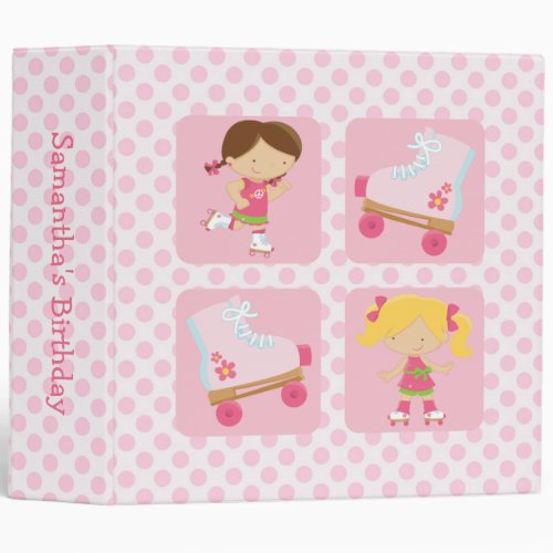 Pink Four Square Rollerskating Birthday Binder