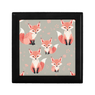 Pink Fox Baby Nursery Cute Woodland Animal Pattern Gift Box