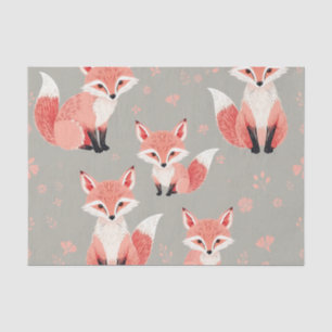 Pink Fox Baby Nursery Cute Woodland Animal Pattern Tissue Paper
