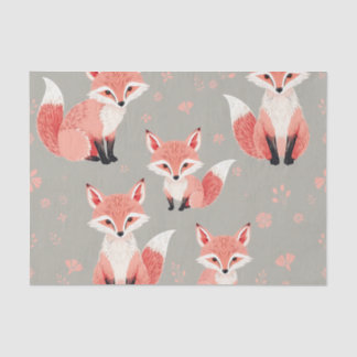 Pink Fox Baby Nursery Cute Woodland Animal Pattern Tissue Paper