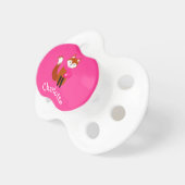 Pink Fox Cute Pink Scarf Personalized Baby Pacifier (Front Right)