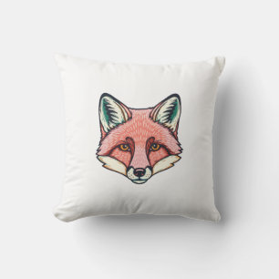 Pink fox Face Throw Pillow