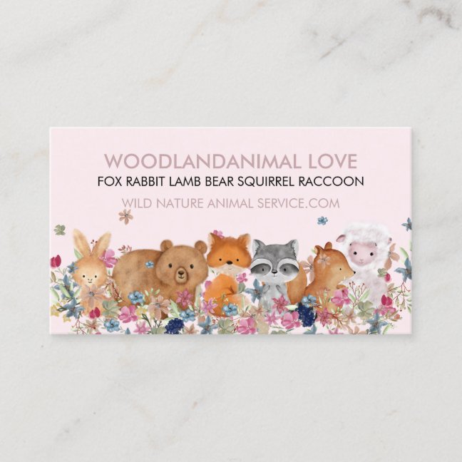 Pink FOX RABBIT LAMB BEAR SQUIRREL veterinary Business Card