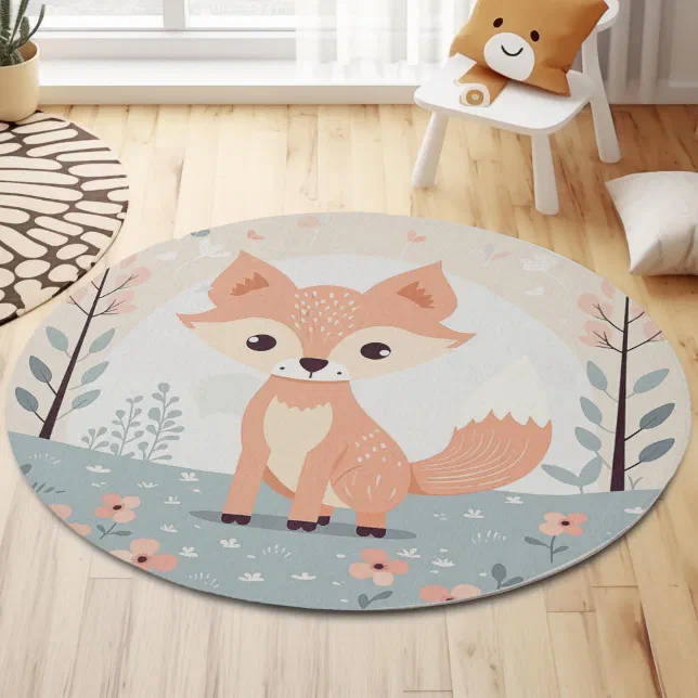 Pink Fox, Woodland Animal, Baby Girl Nursery Decor Rug | Zazzle