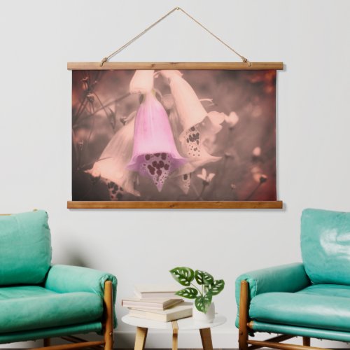 Pink Foxglove Flower Black And White Partial Color Hanging Tapestry