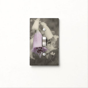 Pink Foxglove Flower In Black And White Light Switch Cover