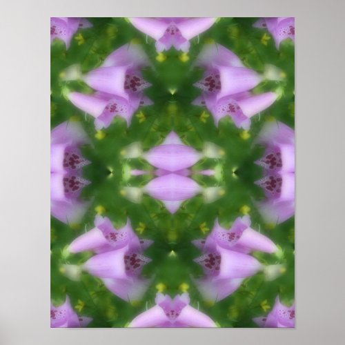 Pink Foxglove Flowers Abstract       Poster