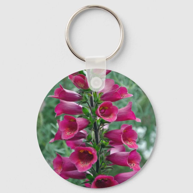 Pink foxglove flowers keychain (Front)