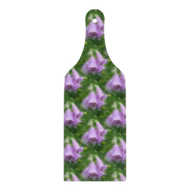 Pink Foxglove Flowers Nature Art Pattern Cutting Board (Front)