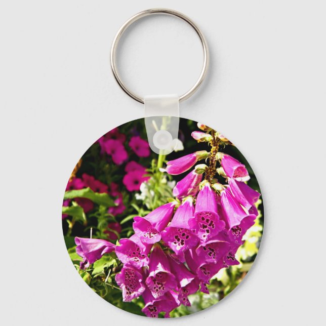 Pink foxgloves keychain (Front)