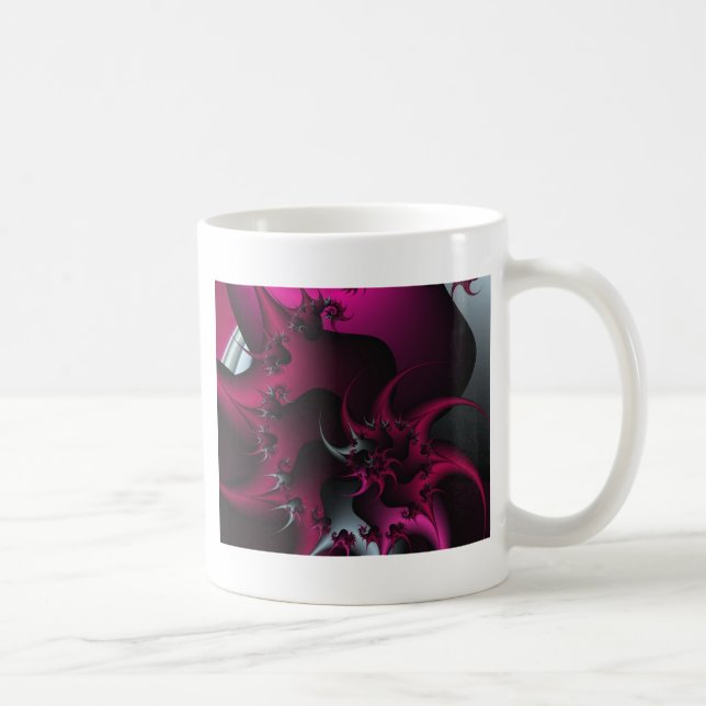 pink fractal art coffee mug (Right)