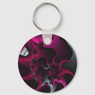 pink fractal art keychain
