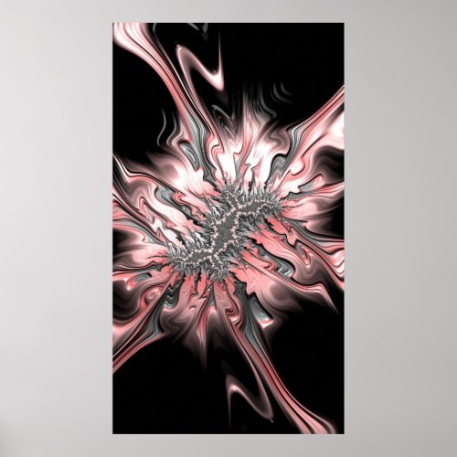 Pink Fractal Atom Split Powerful Energy Abstract Poster