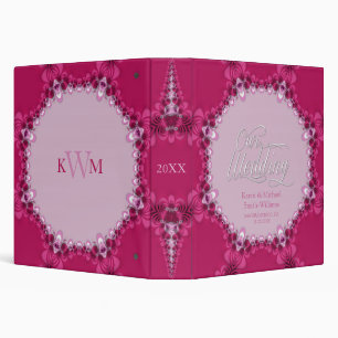 Pink Fractal Lace Monogram Wedding Album Binder