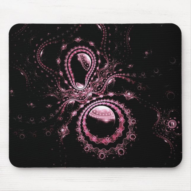 Pink Fractal Planets Mouse Pad (Front)