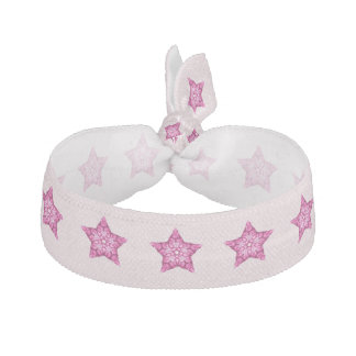 Pink Fractal Stars Ribbon Hair Tie