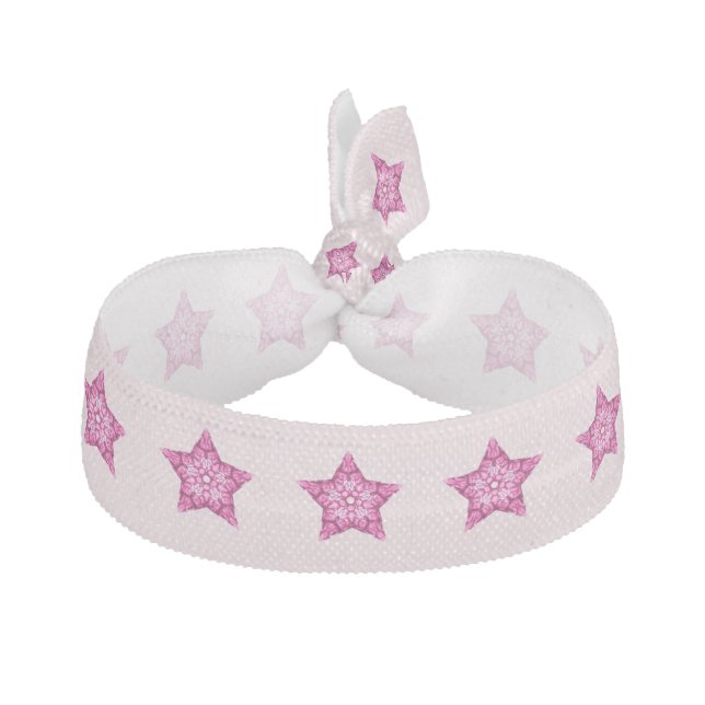 Pink Fractal Stars Ribbon Hair Tie (Front)