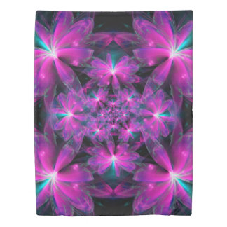 Pink Fractal Water Lily Duvet Cover