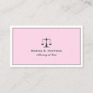 Pink Frame Attorney Justice Scale Professional Business Card