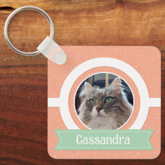 Pink frame pet name keychain