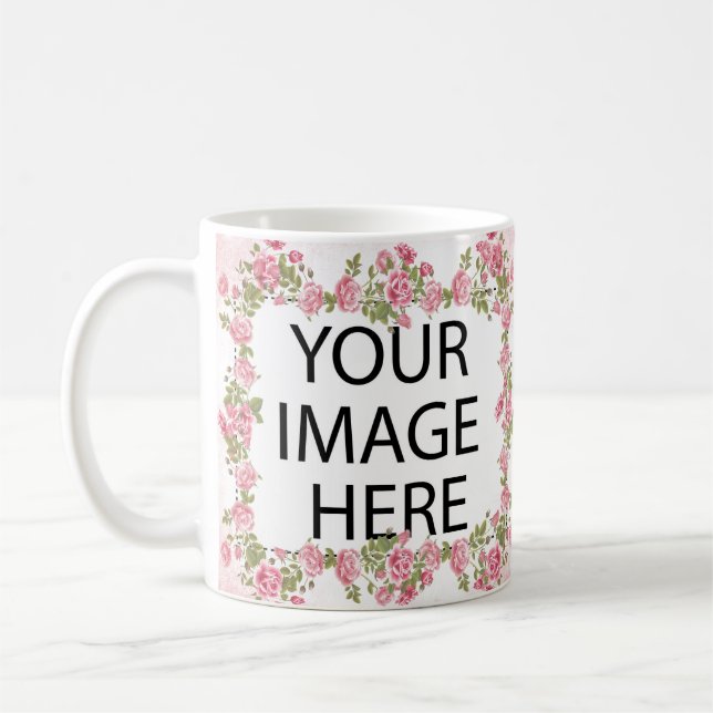Pink Frame Template Add your Image and/or Text Coffee Mug (Left)