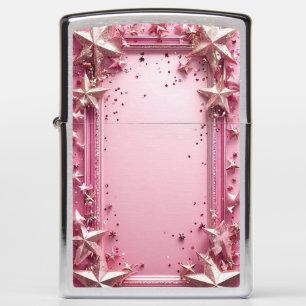 Pink Frame with Glittering Stars Zippo Lighter