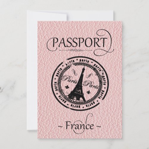Pink France Passport Party Invite