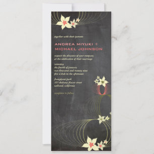 Pink Frangipani Flower Chalkboard Wedding Invite